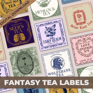 Fantasy Teeetiketten, Vintage Teeetiketten, Apotheker Etiketten, Witchy Pantry, Vintage Ephemera Teeetiketten, skurrile Lebensmitteletiketten, Digitales Etikett