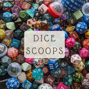 Dice Scoops| Mystery Dice| Dungeons and Dragons Dice| Dnd Themed Scoops| Confetti Scoops| Mystery Bag| Dice Goblin Scoops| Mystery Scoops