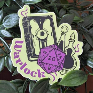 Warlock D20 Sticker: Matte Vinyl DnD Class Sticker