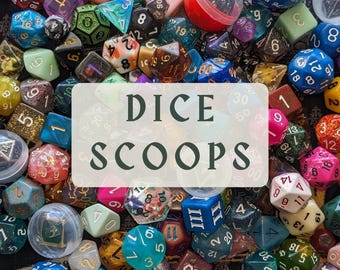 Dice Scoops| Mystery Dice| Dungeons and Dragons Dice| Dnd Themed Scoops| Confetti Scoops| Mystery Bag| Dice Goblin Scoops| Mystery Scoops