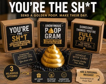 Golden Poop Gram | 3D Printed Gag Gift, Anonymous Option