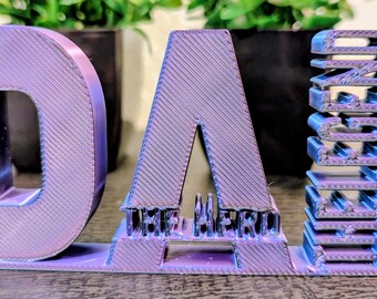 The Dad The Hero The Legend Sign | 3D Printed Father’s Day Gift | Desk Shelf Decor for Dad