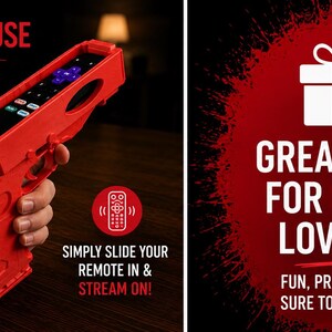Roku Remote Gun Holder – 3D Printed Remote Red