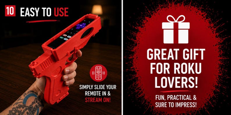 Roku Remote Gun Holder – 3D Printed Remote Red
