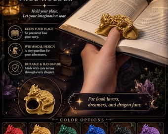 Sleeping Baby Dragon Page Holder – Dragon Book Page Holder Ring – Fantasy Reader Gift – 3D Printed Book Accessory