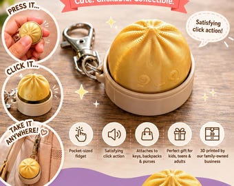 Bao Buddy Clicker Keychain | Pocket Fidget Toy, Kawaii Backpack Charm, 3D Printed Gift