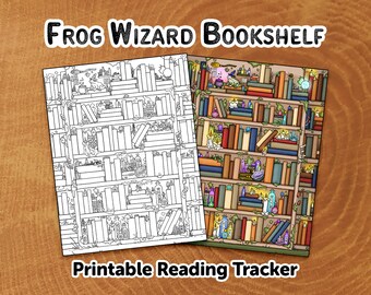 Estantería Frog Wizard / Biblioteca del bosque / Pequeña biblioteca / Rastreador de lectura / Descarga imprimible / Descarga digital / Planificador / Bullet Journal