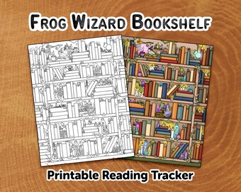 Frog Wizard Bookshelf | Forest Library | Little Library | Reading Tracker | Printable Download | Digital Download | Planner | Bullet Journal