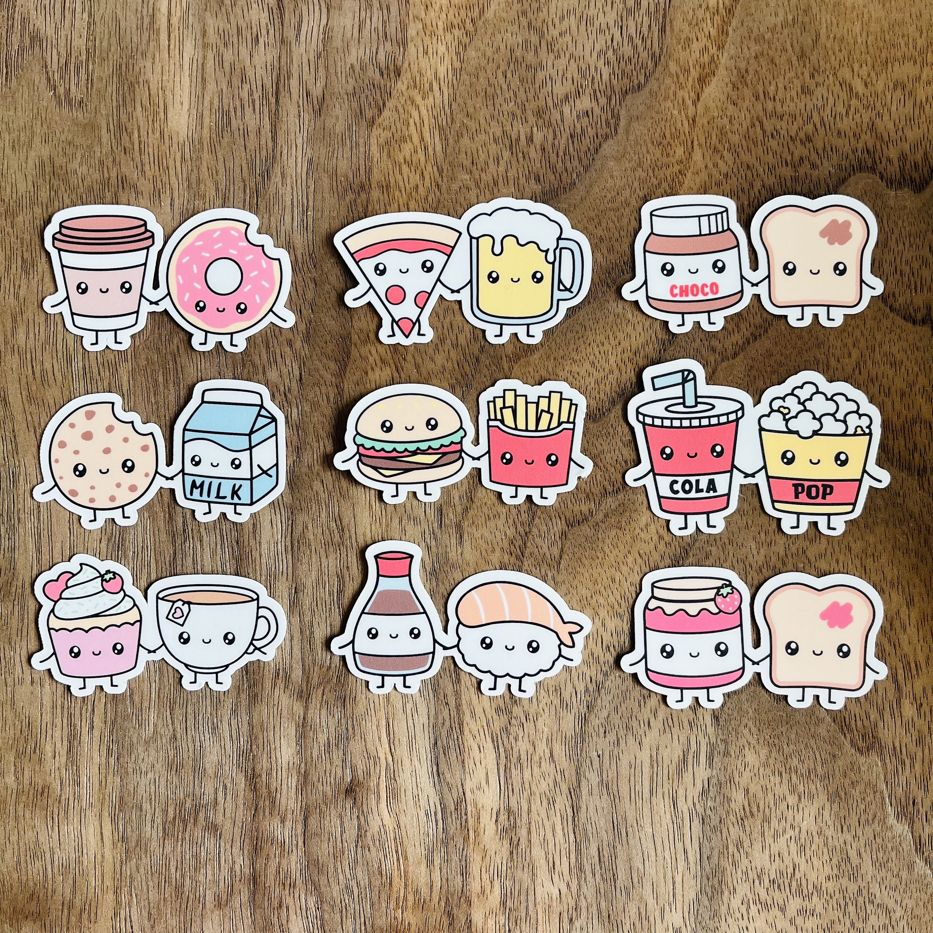 100pcs Cute Snack Stickers Food Stickers Drink Stickers Kawaii Small Beverage Stickers Decorative Masking Stickers for Personalize Laptop Scrapbook Da