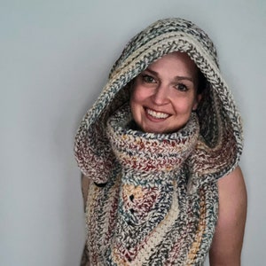 Convertible Hooded Cowl Digital Pattern,  Crochet Pattern, Digital Download, Personalized Scarf, DIY craft, Removable Hood, custom clothing