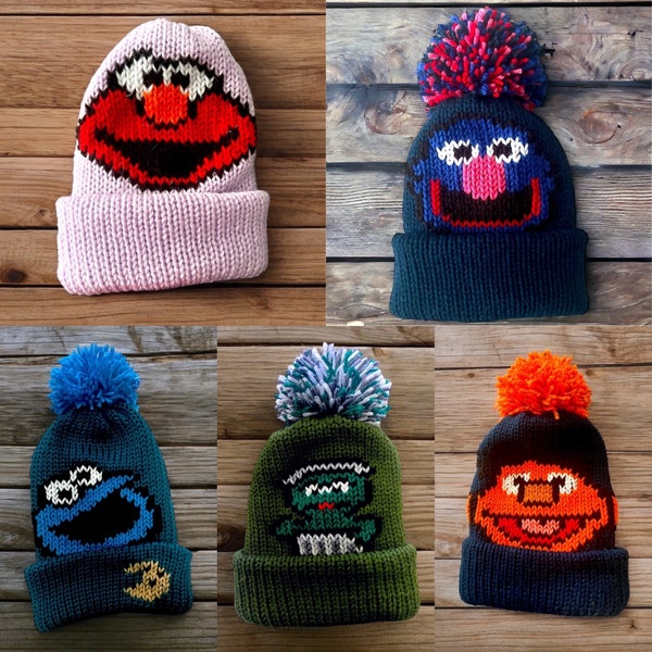 Street Monster Beanie, Custom pop culture knit hats, Handcrafted, Unique, Geeky knitted, handmade, personalized clothing, tv movie fans