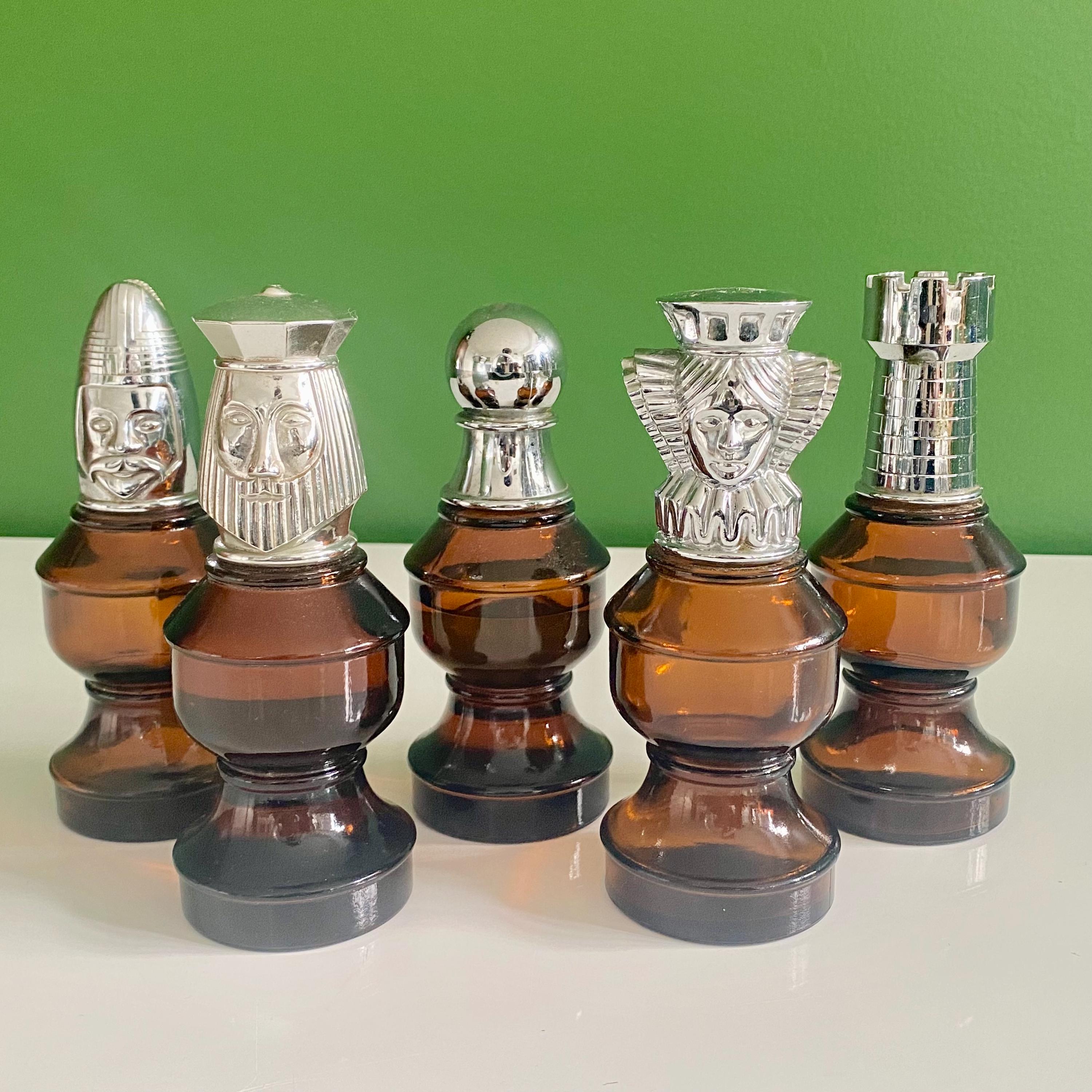 Set of Vintage Chess Piece Avon Aftershave Bottles