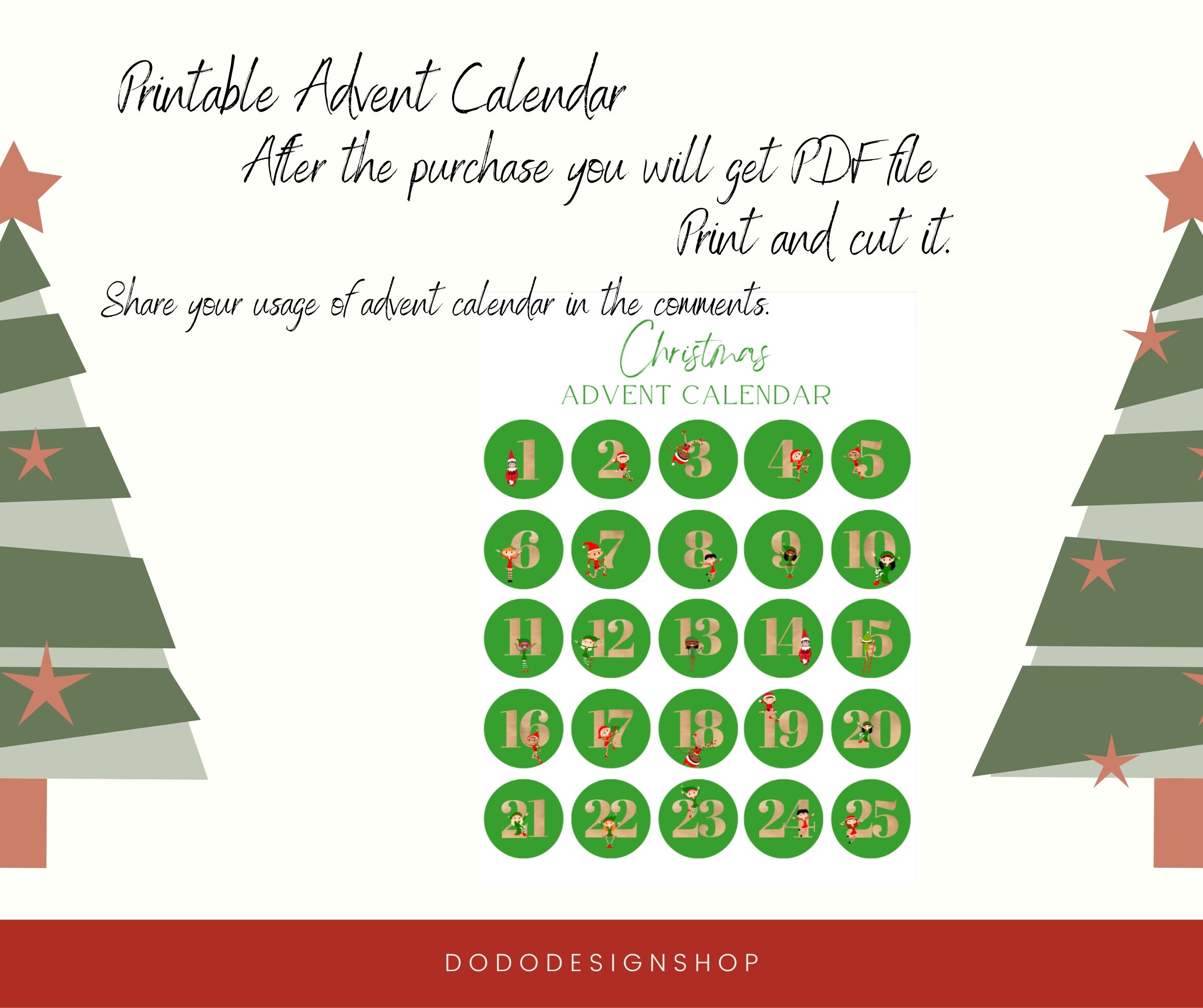 PRINTABLE Advent Calendar Three Colour Printable Christmas Advent printable-advent-calendar-three-colour-printable-christmas-advent