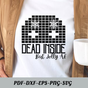 Dead inside but jolly AF svg, Dead inside svg, Jolly svg, Skeleton Christmas Svg, Skull Santa Claus, Christmas Svg, Funny Christmas svg