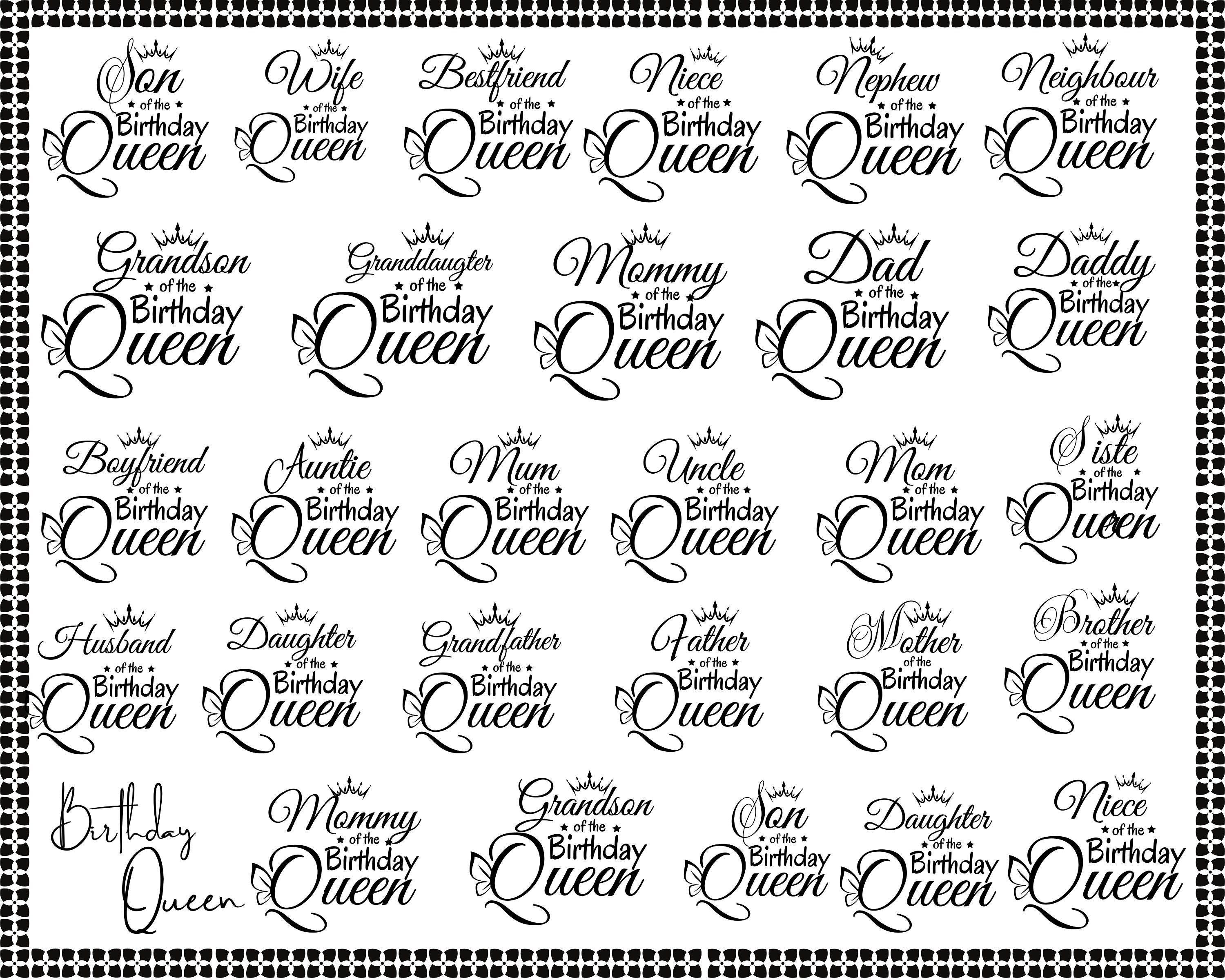 Brother of the birthday queen svg, Sister of the birthday queen svg, birthday queen shirts svg, queen birthday shirt svg,birthday bundle svg
