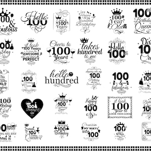 100th birthday svg, 100th svg, Old Number 100 svg, 100th Cut File for Cricut, 100 Years Shirt Gift, Printable, Cricut & Silhouette file