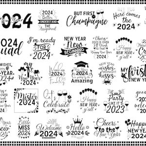 Happy New Year 2024 SVG Bundle, Bonjour 2024 Svg, inscription nouvel an 2024 SVG, Happy New Year 2024 svg, nouvel an 2024 coupe fichier Cricut