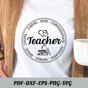Lehrer liebevolle Art gewidmet fürsorglich svg, Lehrer mutig svg, Lehrer Geschenk svg, Lehrer Herz svg, Erzieher svg, Lehrer Wertschätzung svg