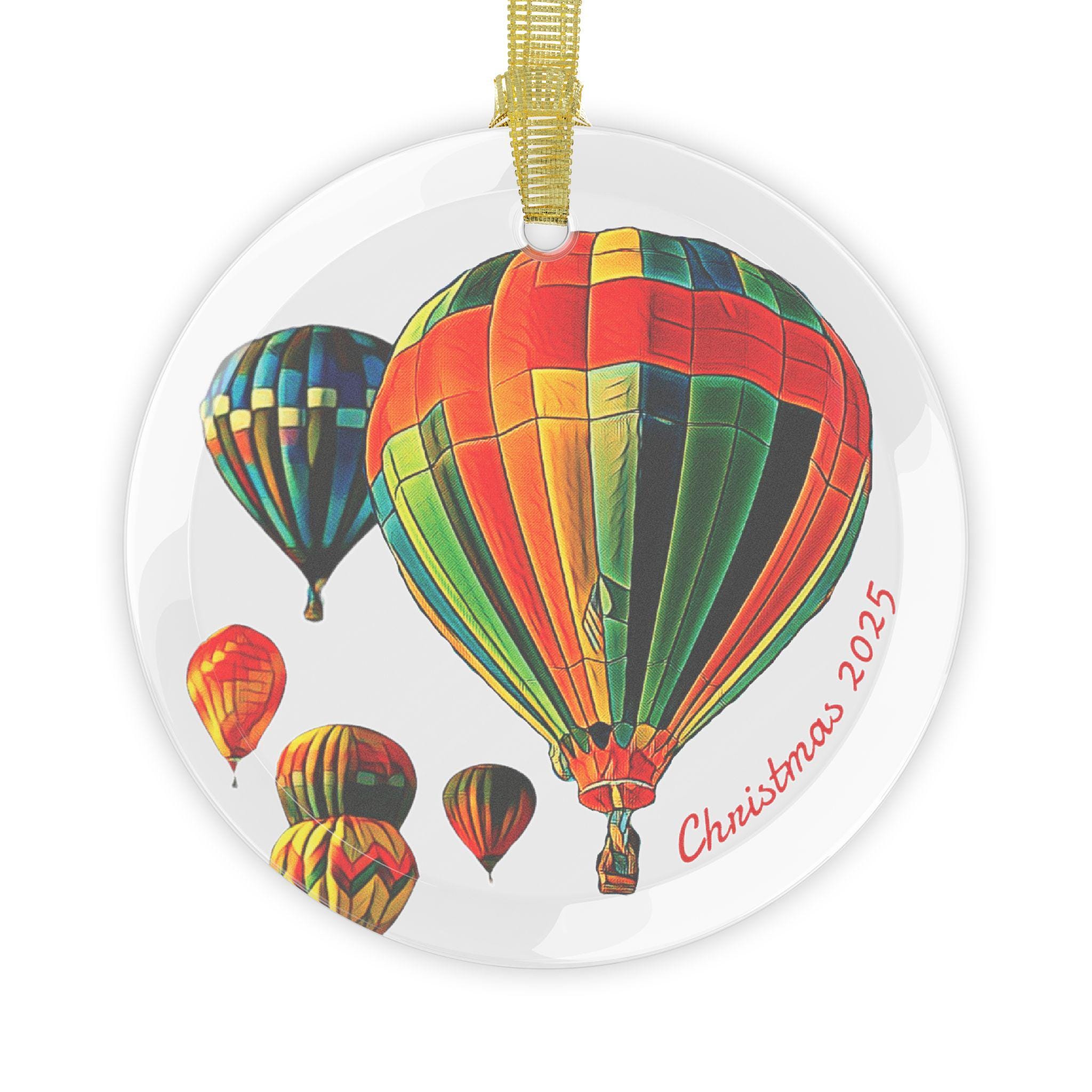 Hot Air Balloon Glass Ornament | 2025 Hot Air Balloon Ornament | Custom Hot Air Balloon Ornament