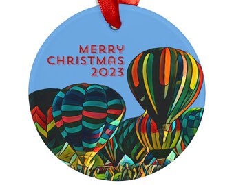 Hot Air Balloon Ornament with Ribbon - Acrylic