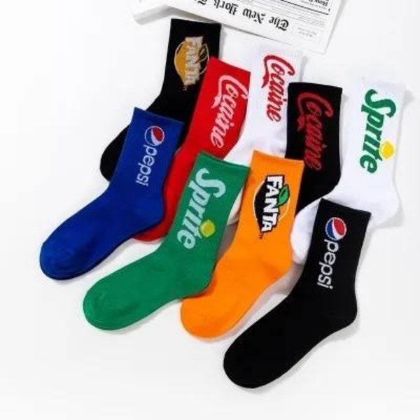 1 Pair Hip Hop Men Women Colorful Combed Cotton Trendy Street Socks Tide Brand Cola Funny Socks for Adults