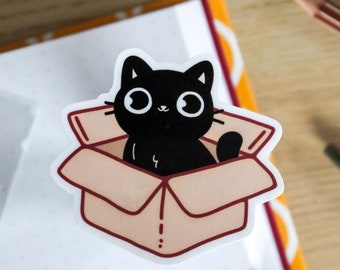Black Cat in a Box – Waterproof Die-cut Sticker