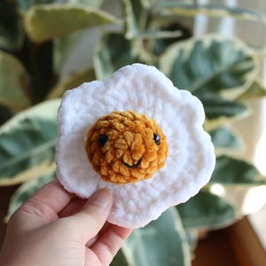 Sunny Side Up Fried Egg Plushie – Handmade Crochet Companion