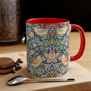 William Morris famous strawberry thief mug, artist coffee mug, strawberry mug, William Morris Pattern, Pattern Mug, Floral Mug
