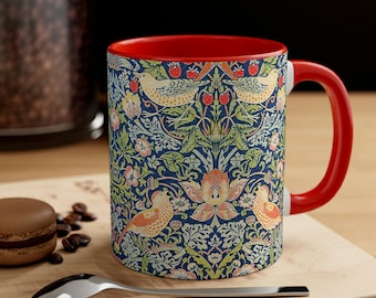 William Morris famous strawberry thief mug, artist coffee mug, strawberry mug, William Morris Pattern, Pattern Mug, Floral Mug