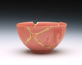 Small Pink Kintsugi Bowl, Kintsugi Pottery, Kintsugi Gifts, Kintsugi Unique, Ceramic Repair, Kintsugi Stoneware, Handmade Gold Repair Gift