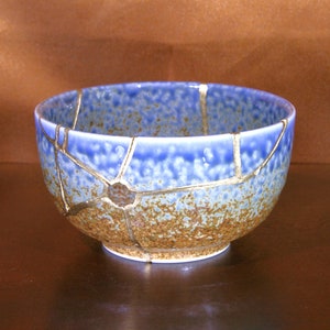 Kintsugi Bowl, Blue Brown Kintsugi Bowl, Kintsugi Pottery,  Wabi Sabi, Handmade Gift, Sympathy Gift, Gifts For Her, Japanese Decor