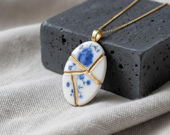 Collier Kintsugi, Collier Chine brisé, Cadeau pour un nouveau départ, Cadeau d'encouragement, Cadeau d'anniversaire de la Chine, Cadeau de sympathie, Pendentif Kintsugi