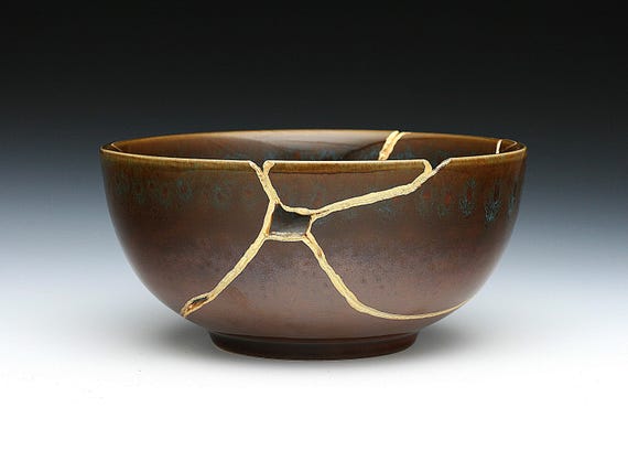 Kintsugi Bowl, Brown Kintsugi Bowl, 8th Anniversary Gift, Key Bowl, Sympathy Gift Box, Get Well Gift, Anniversary Gift, I Am Enough