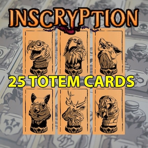 Cartas de jogo de inscrição Totens, os totens animais do jogo de mesa de inscrição