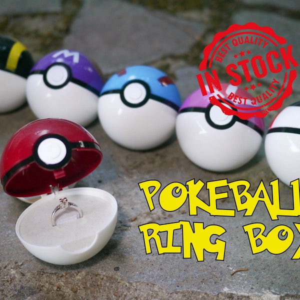 Pokemon Pokeball Ring Box, Pokemon Inspired Ring Box, Classic, Love Ball, Great Ball, Ultra Ball, Timer Ball