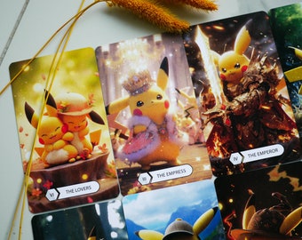 Pokemon Tarot Cards, Pokemon Arcana Tarot Deck, Pikachu 22 Cards Major Arcana, Pokemon Pikachu Astrologian Cards Set