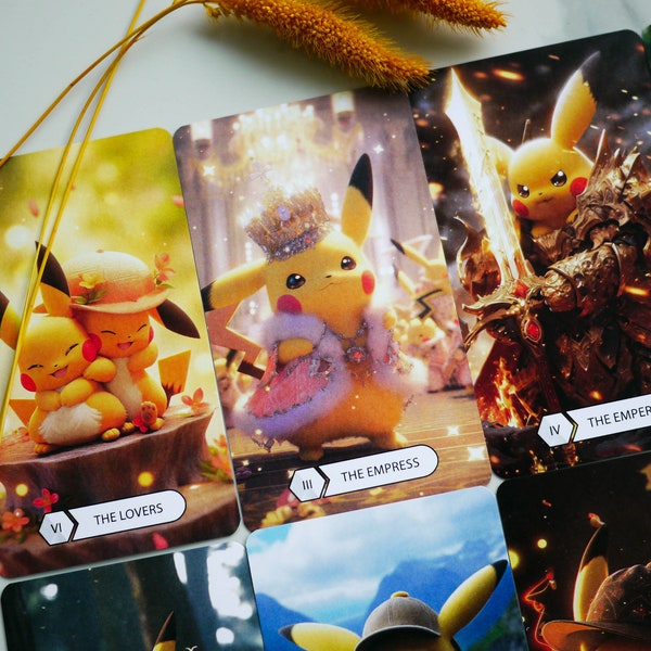 Pokemon Tarot Cards, Pokemon Arcana Tarot Deck, Pikachu 22 Cards Major Arcana, Pokemon Pikachu Astrologian Cards Set