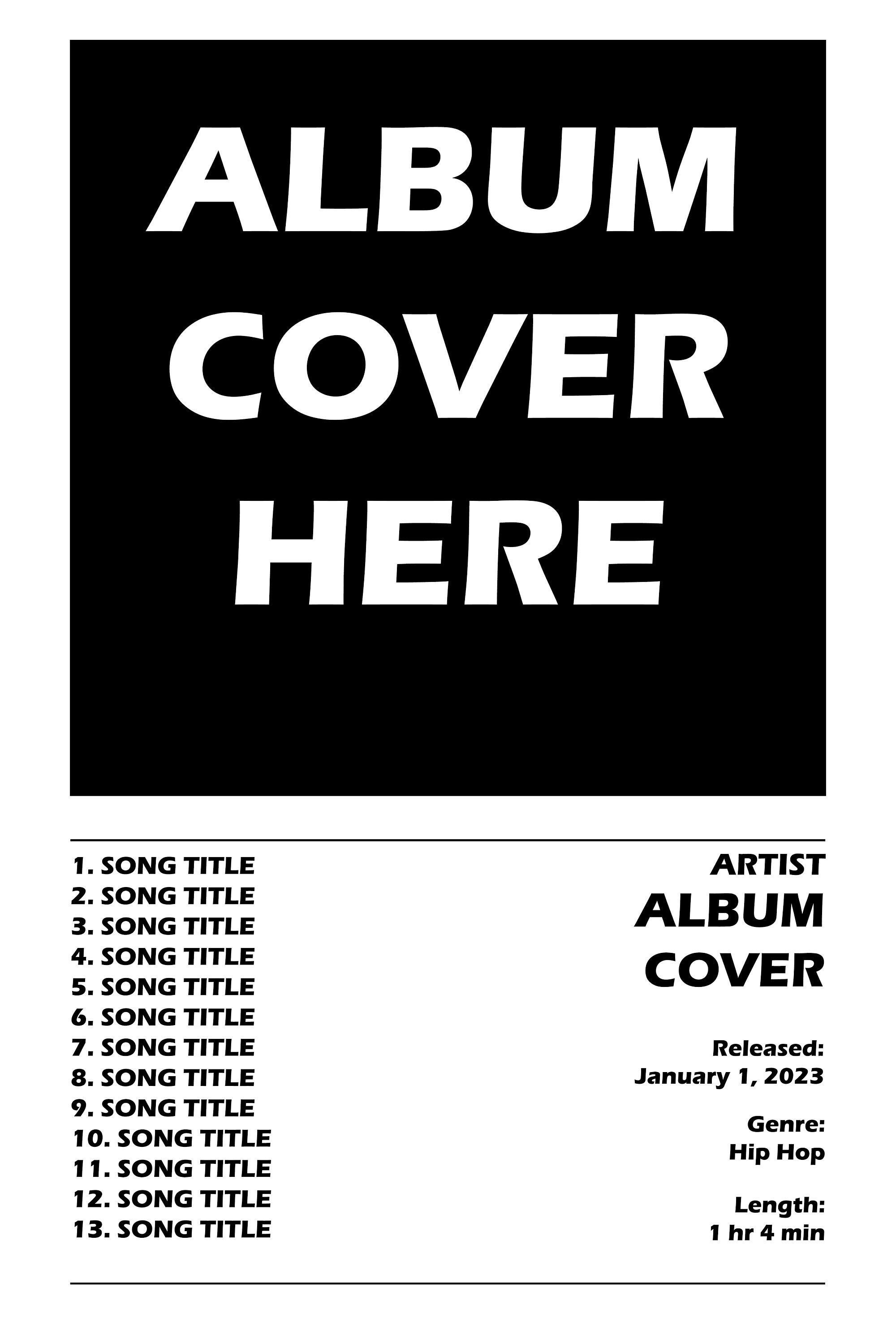 Custom Album Poster Digital Album Art Poster Download Home Etsy
