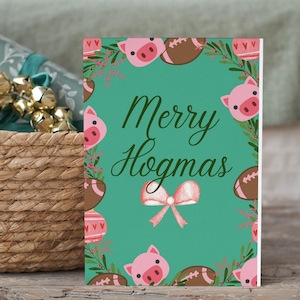 Razorback University of Arkansas Merry Hogmas Christmas Card Digital Download