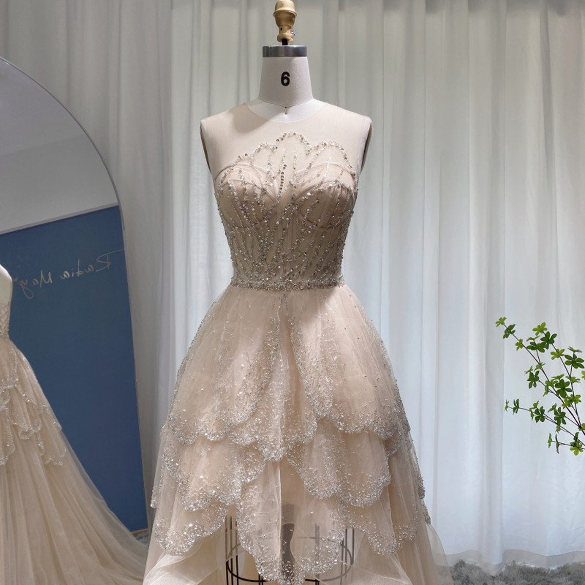 Crystal Bridal Gown Vneck Mermaid Dress With Crystals Etsy