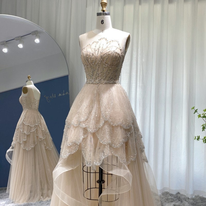 Crystal Bridal Gown Vneck Mermaid Dress With Crystals Etsy