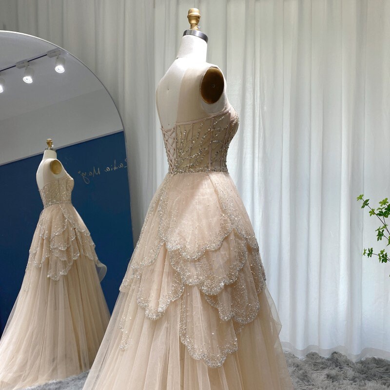 Crystal Bridal Gown Vneck Mermaid Dress With Crystals Etsy