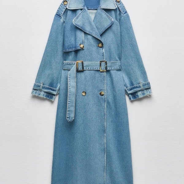 Denim Trench Coat - Etsy