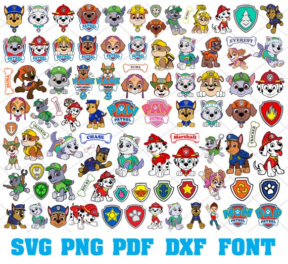 Cartoon Svg, Dog Clipart, Paw Svg, Birthday Svg, Blue Svg