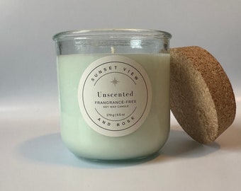 Unscented Soy Candles | Soy Wax Candles | Vegan Candles | Sustainable Candle | Simple Container Candle | Long Lasting Candles