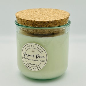 Pflaume Zypresse Amber Duftkerze | Duftende Soja Kerze | Gezuckerte Pflaume