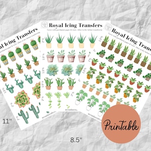 Plantes, glaçage royal, décalcomanies, plantes succulentes, cactus, téléchargement numérique, téléchargement immédiat, décoration de biscuits, décoration de gâteaux