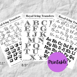 Letras transferibles con glaseado real, calco de letras, descarga digital, fuentes, letras retro, pinceladas, mayúsculas, letras decorativas