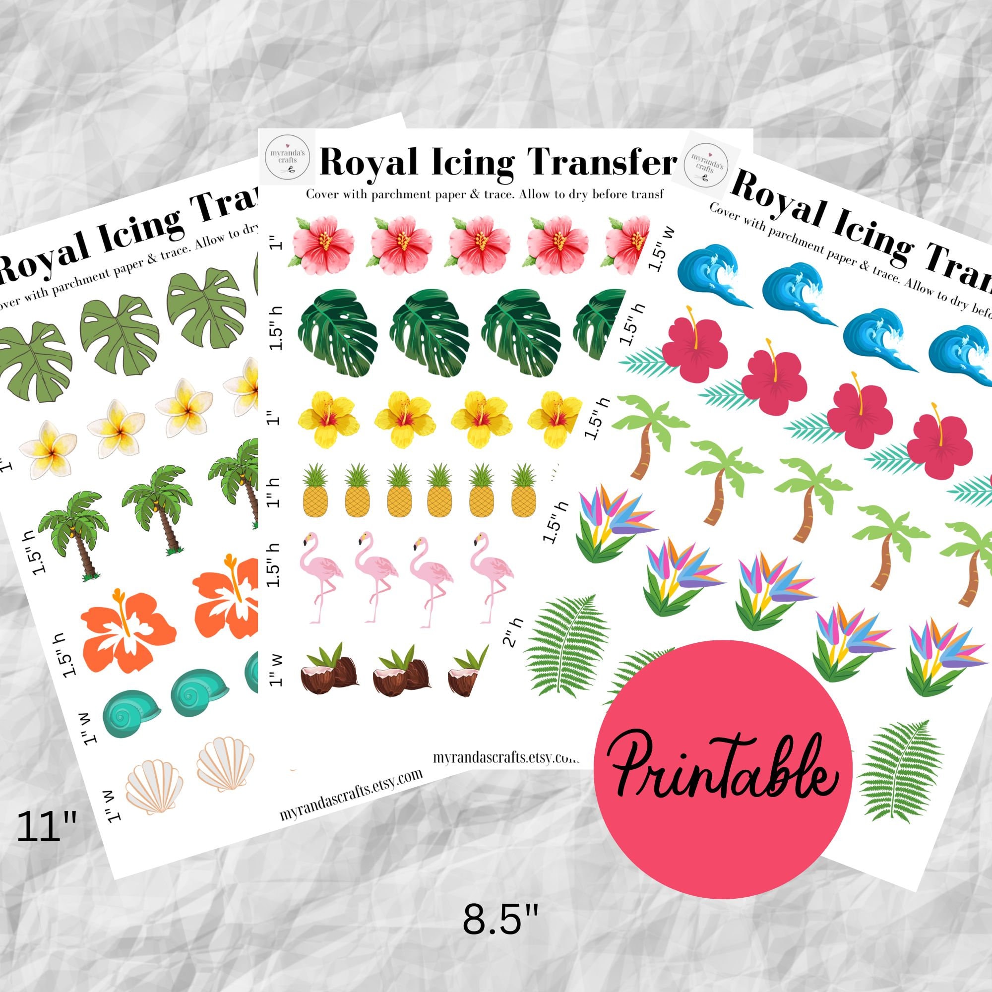 Tropical Royal Icing Transfer Sheets, Ocean, Tropical Icing Transfers ...