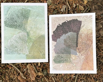 Gingko Nature Printed Greeting Blank Cards and Matching Envelopes, Downloadable Card and Envelope